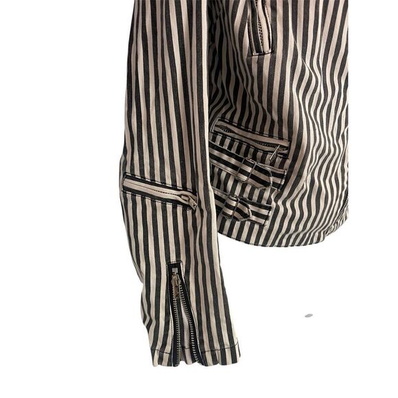 Vintage Tripp NYC Black and White Striped Moto Jacket Women’s Size M - Picture 2 of 6